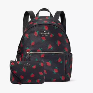 Kate Spade Rose Toss Print Medium Backpack+ Medium Wristlet NWT